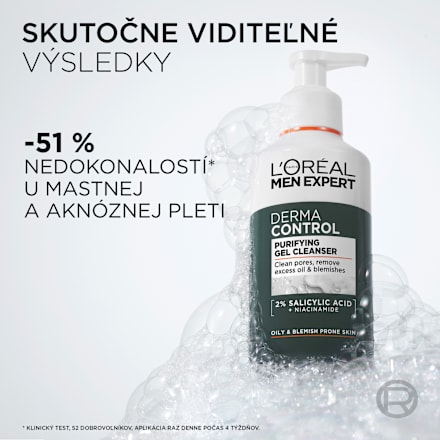 Čistiaci pleťový gél na akné Derma Control L'ORÉAL PARiS MEN EXPERT