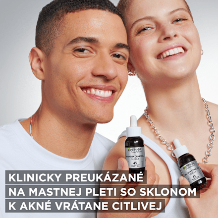 Pleťové sérum proti nedokonalostiam AHA + BHA Charcoal GARNIER PureActive