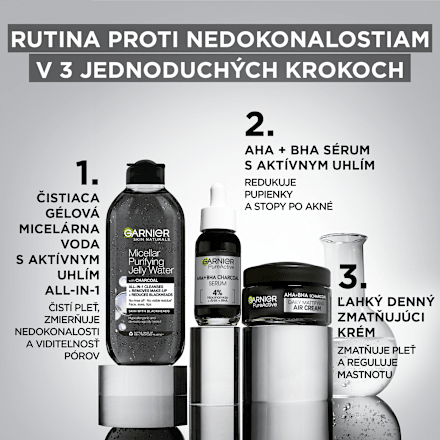Pleťové sérum proti nedokonalostiam AHA + BHA Charcoal GARNIER PureActive