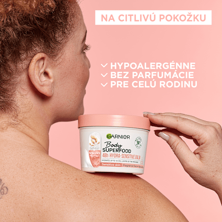 Hydratačný telový balzam Body Superfood 48h ovsené mlieko + probiotiká GARNIER Body
