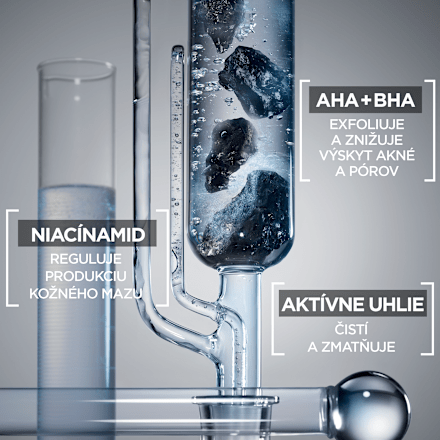 Pleťové sérum proti nedokonalostiam AHA + BHA Charcoal GARNIER PureActive