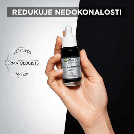 Pleťové sérum proti nedokonalostiam AHA + BHA Charcoal GARNIER PureActive