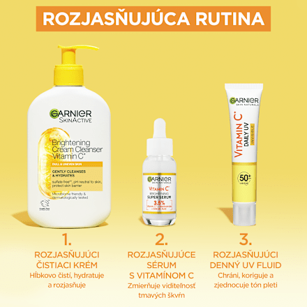 Rozjasňujúce sérum + denný pleťový UV fluid Vitamin C Invisible SPF 50+ GARNIER SKIN NATURALS