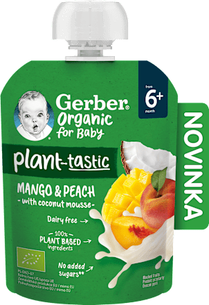 organic BIO příkrm v sáčku mango a broskev s kokosovým mlékem Gerber Organic