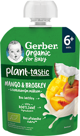 organic BIO příkrm v sáčku mango a broskev s kokosovým mlékem Gerber Organic