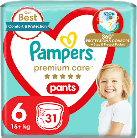 Pieluchomajtki Premium Care rozmiar 6, 15+ kg Pampers Premium Care