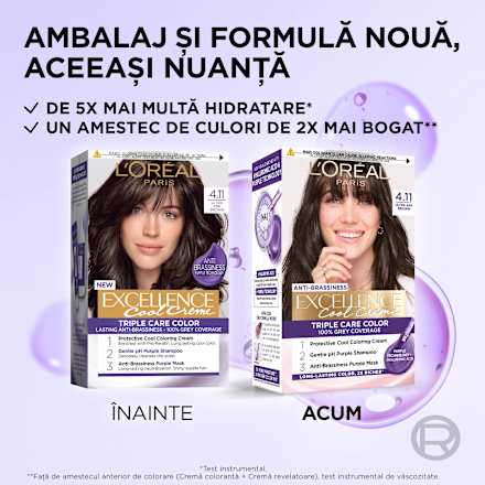 Vopsea de păr permanentă cu amoniac 4.11 L'ORÉAL PARiS EXCELLENCE Creme