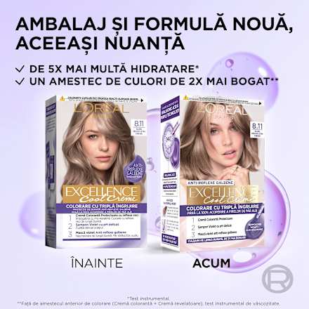 Vopsea de păr permanentă cu amoniac 8.11 L'ORÉAL PARiS EXCELLENCE Creme