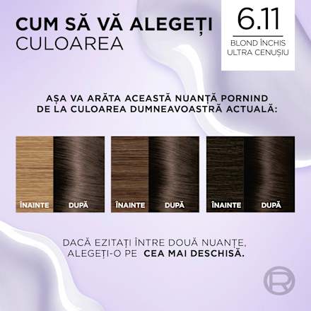 Vopsea de păr permanentă cu amoniac 6.11 L'ORÉAL PARiS EXCELLENCE Creme