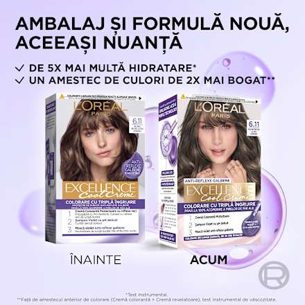 Vopsea de păr permanentă cu amoniac 6.11 L'ORÉAL PARiS EXCELLENCE Creme