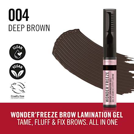  Wonder'Freeze Brow Lamination gel za obrve -  004 Deep brown RIMMEL LONDON