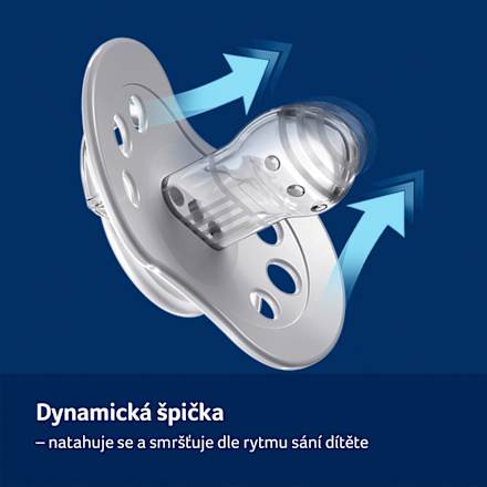 dudlík silikonový dynamický NIGHT&DAY růžový, 6-18m  LOVI