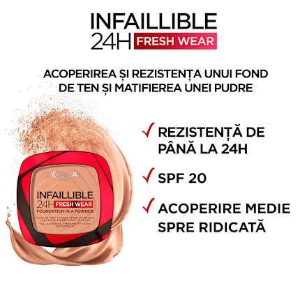 Pudră compactă Infaillible 24H Fresh Wear 120 L'ORÉAL PARiS