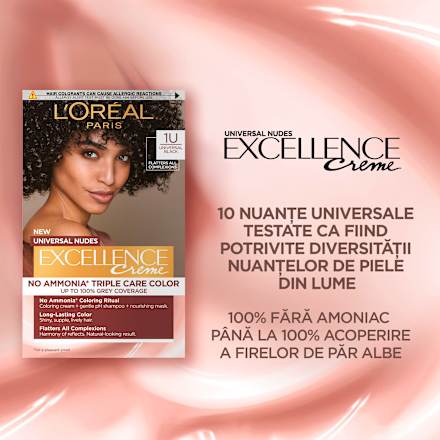 Vopsea de păr permanentă 1U universal black L'ORÉAL PARiS EXCELLENCE Creme