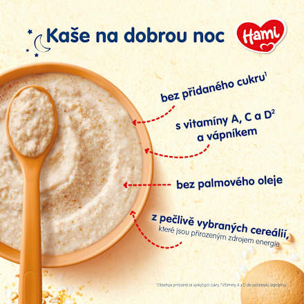 mléčná kaše Na dobrou noc, se 7 obilninami piškotová Hami