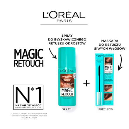 Spray do retuszu odrostów, ciemny brąz L'ORÉAL PARiS MAGIC RETOUCH