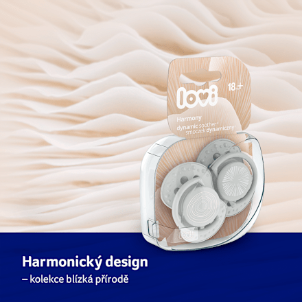 dudlík silikonový Harmony 18m+, šedá LOVI