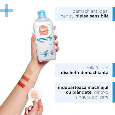 Apă micelară tolerantă pentru față Mixa