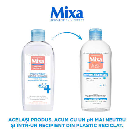 Apă micelară tolerantă pentru față Mixa