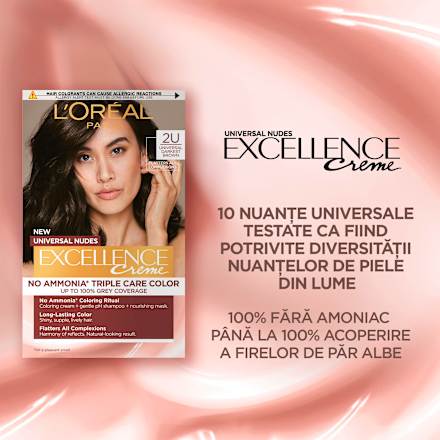 Vopsea permanentă 2U darkest brown L'ORÉAL PARiS EXCELLENCE Creme