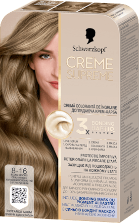 Боя за коса Creme Supreme - Nr. 8-16 Пепеляво светло русо Schwarzkopf CREME SUPREME