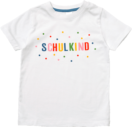 T-Shirt Schulanfang mit "SCHULKIND" Schriftzug, weiß, Gr. 122 ALANA
