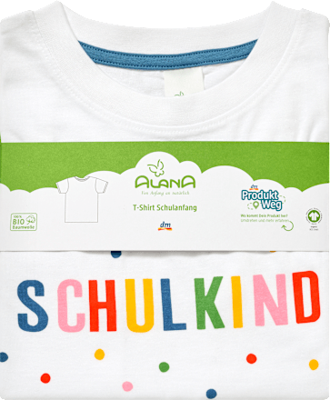 T-Shirt Schulanfang mit "SCHULKIND" Schriftzug, weiß, Gr. 122 ALANA