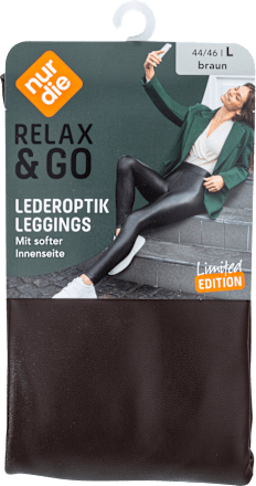 Relax & Go Lederoptik Leggins Damen braun, Gr. 44/46 nur die