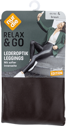 Relax & Go Lederoptik Leggins Damen braun, Gr. 44/46 nur die