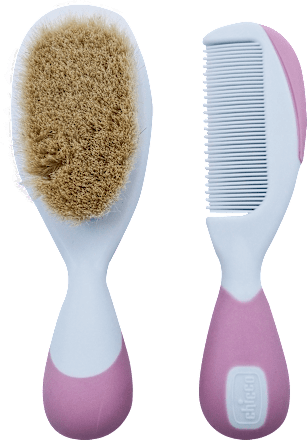 Set češalj i četka za bebe- roze, od rođenja  Chicco