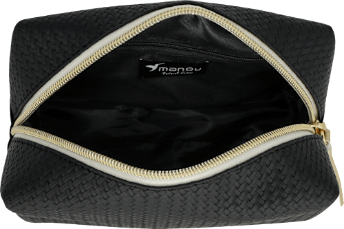 Kosmetiktasche schwarz Flechtoptik manòu