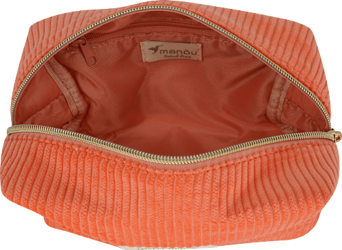 Kosmetiktasche orange mit Kord-Muster manòu