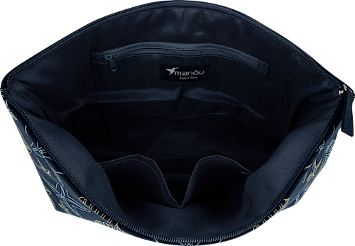 Kulturbeutel blau mit Muschel-Muster manòu