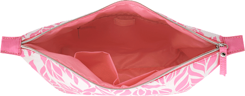 Kulturbeutel pink weiß mit Blättermotiv  manòu