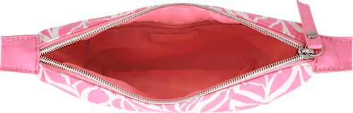Kosmetiktasche pink weiß mit Blättermotiv manòu