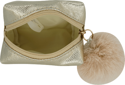 Kosmetiktasche gold schimmernd mini mit Bommel manòu