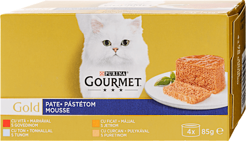 Teljes értékű állateledel Gold, felnőtt macskák számára 4 x 85 g Purina Gourmet