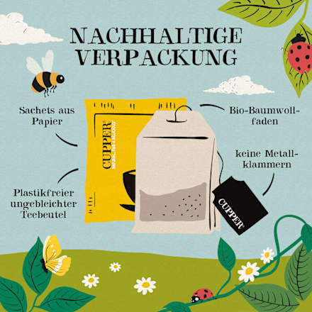 Kräutertee "Brazilian Sunset" mit Limette, Minze & Mate (20 Beutel) Cupper