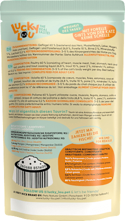 Nassfutter Katze mit Geflügel & Forelle "hoch die Flossen" Lucky Lou
