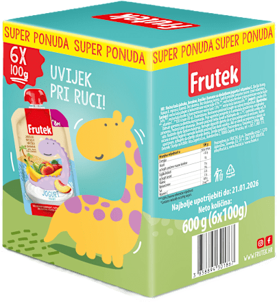 Voćna zabava – jogurt i voće, 6 x 100 g., 8+ mj. Frutek