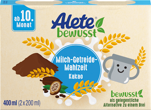Trinkmahlzeit Milch-Getreide Kakao ab dem 10. Monat Alete bewusst