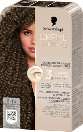 barva na vlasy Creme Supreme 6-16 Chladná popelavě tmavá blond Schwarzkopf CREME SUPREME