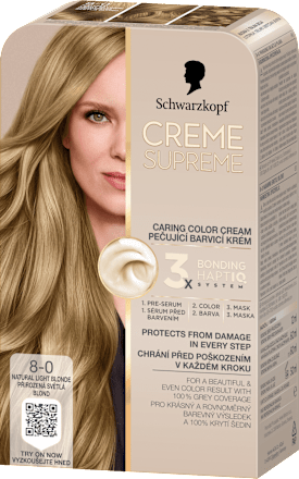 barva na vlasy Creme Supreme 8-0 Přirozená světlá blond Schwarzkopf CREME SUPREME