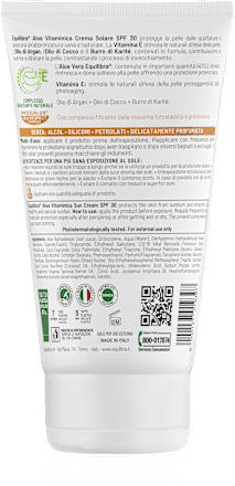 Crema solare SPF30 Aloe Vitaminica  equilibra