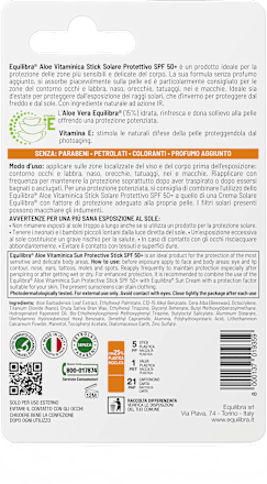 Stick solare protettivo SPF50+ Aloe Vitaminica equilibra