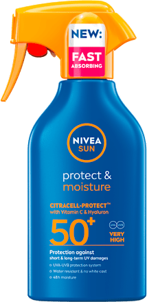 Хидратираща слънцезащитна спрей-помпа, Protect & Moisture SPF 50+ NIVEA SUN