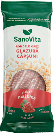 Rondele de orez cu glazură de căpșuni Sanovita