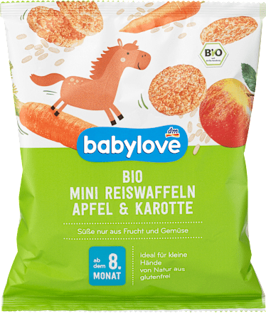 Rondele de orez organic cu aromă de mere și morcovi babylove