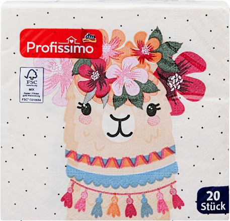 Ubrusi, 3–slojni, motiv alpaka, 25 x 25 cm Profissimo