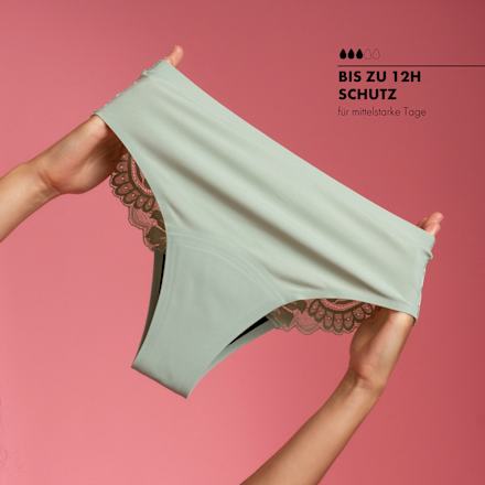 Periodenunterwäsche Brazilian mit Spitze Mint, Gr. L dais